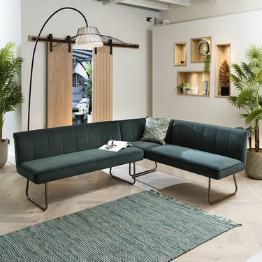 Quatropi Contemporary Kitchen Corner Dining Bench Seat Teal 5 Seater L/R