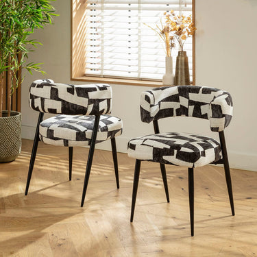 Quatropi Contemporary Kitchen Dining Room Chair White Black Fabric