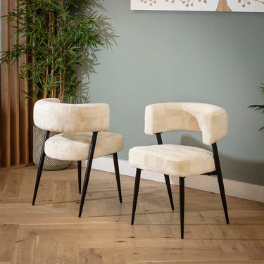 Quatropi Contemporary Kitchen Dining Room Chair White Cream Fabric