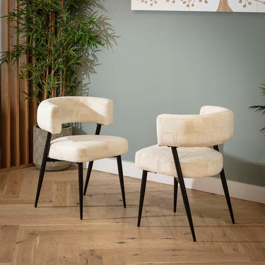 Quatropi Contemporary Kitchen Dining Room Chair White Cream Fabric