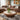 Quatropi Contemporary Large Round Coffee Table Walnut Wood Stone Ceramic 140cm