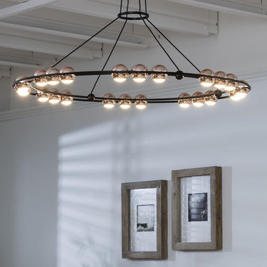 Quatropi Contemporary Ring Shape Chandelier Ceiling Light - Modern Black Pendant 85cm
