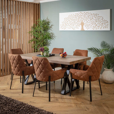 Quatropi Cora & Glasgow Wooden 6 Seater Dining Set Brown & Reclaimed Oak