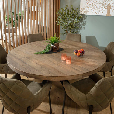 Quatropi Cora & Glasgow Wooden 6 Seater Round Dining Set Green & Reclaimed Oak