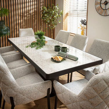 Quatropi Cora & Hastings Modern 8 Seater Dining Set Grey Ceramic