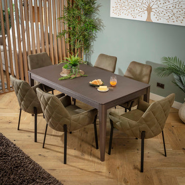 Quatropi Cora & Ruben Large 6 Seater Extendable Dining Set Green & Brown Wood