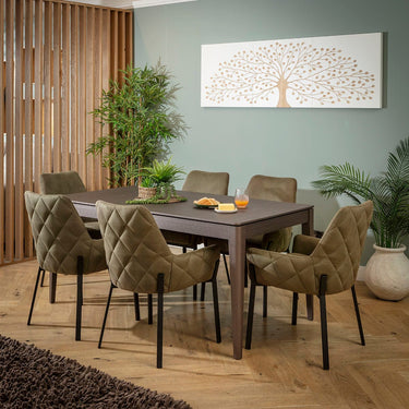 Quatropi Cora & Ruben Large 6 Seater Extendable Dining Set Green & Brown Wood
