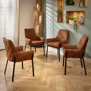 Quatropi Cora & Rudie 6 Seater Round Extendable Dining Set Brown & White Ceramic