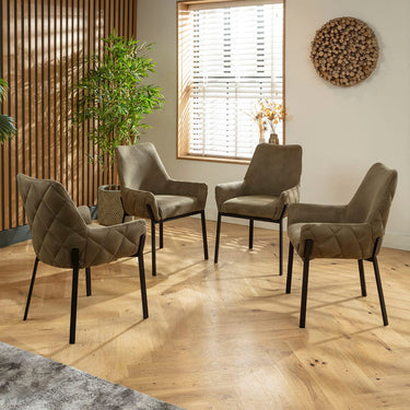 Quatropi Cora & Venus 4 Seater Round Extendable Dining Set Green & Black Ceramic
