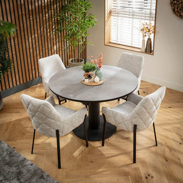 Quatropi Cora & Venus 4 Seater Round Extendable Dining Set Grey Ceramic