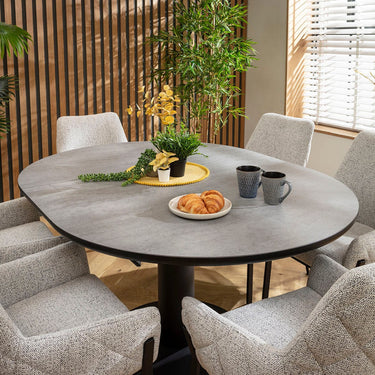 Quatropi Cora & Venus 6 Seater Round Extendable Dining Set Grey Ceramic