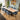 Quatropi Cora & Zelda 8 Seater Extendable Dining Set Blue Chenille & Rustic Blue Ceramic