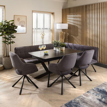 Quatropi Corner Dining Set Left-Hand Ceramic Extending Table 8 Seater Grey