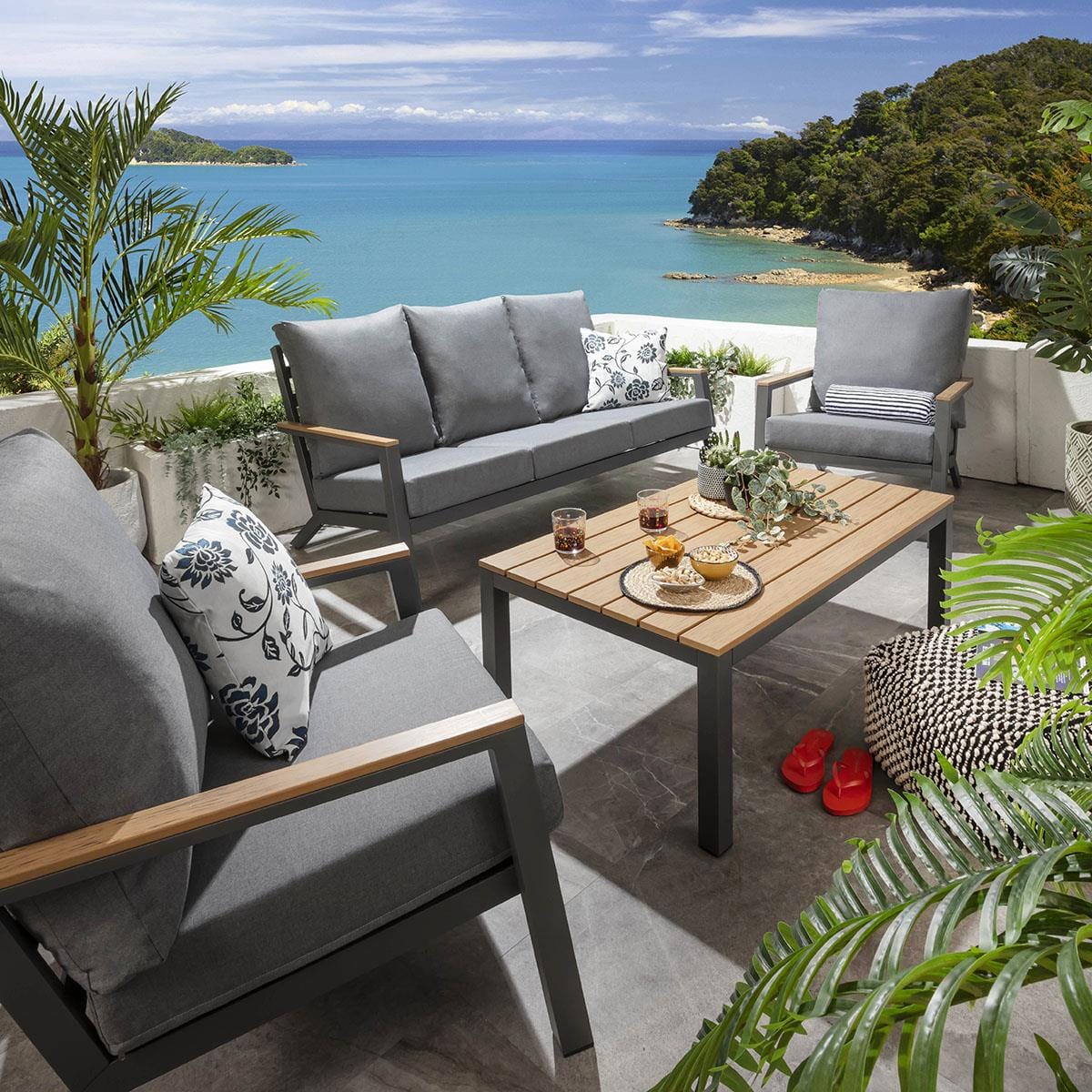 Quatropi Darwin 5 Seater Outdoor Garden Sofa Set Grey
