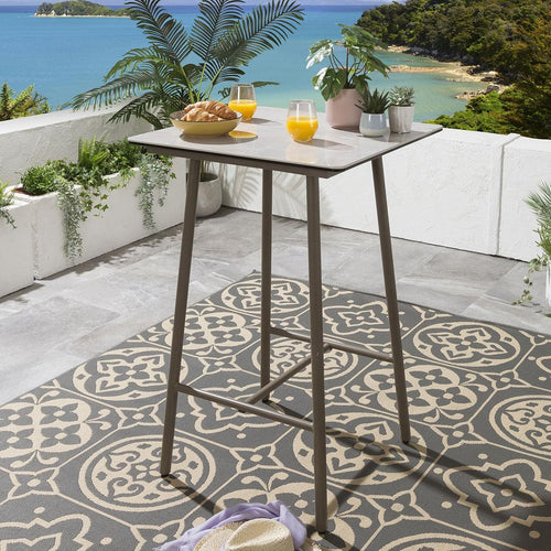Deluxe Garden High Bar Table | Beige Aluminium & Ceramic Top 70cm × 70cm
