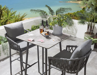 Quatropi Deluxe Garden High Bar Table | Grey Aluminium & Ceramic Top 70cm × 70cm