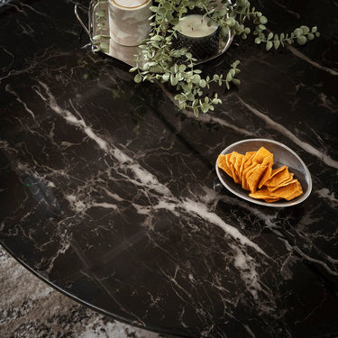 Quatropi Designer Large Round Marble Coffee Table Black 120cm