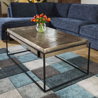 Quatropi Designer Rectangle Coffee Table with Champagne Gold Coloured Top.