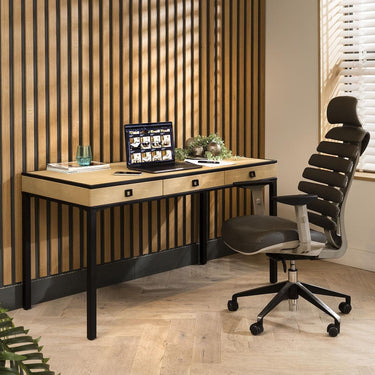 Quatropi Designer Shagreen Office Desk Dressing Table with Drawers Yellow 140cm