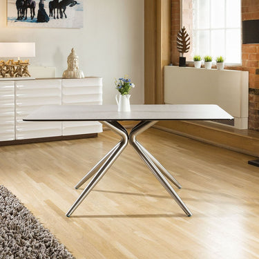 Quatropi Dining Table Stone Grey / White Top Rectangle Melamine 1600 x 900mm