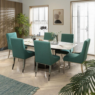Quatropi Dynasty 6 Seater Ceramic Dining Set Green 200cm