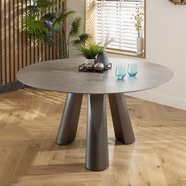 Quatropi Dynasty Round 6 Seat Ceramic Marble Dining Table Grey 150cm