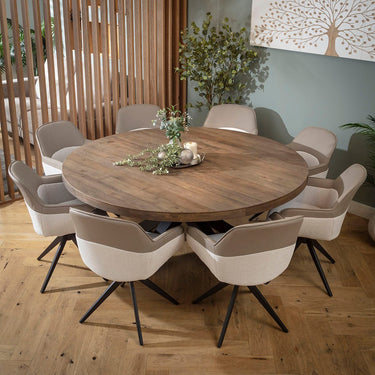 Quatropi Echo & Glasgow Wooden 8 Seater Round Dining Set White & Reclaimed Oak