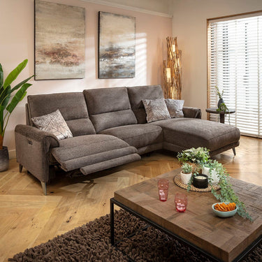 Quatropi Electric Recliner Sofa Couch Chaise Couch 3 Seater Dark Grey 270x160cm RH