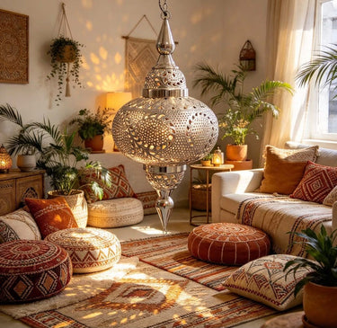 Quatropi Elegant Antique Steel Moroccan Light Pendant Teardrop Pressed Steel 400mm