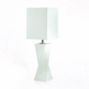Quatropi Elegant Envy Twiss Table Lamp 520mm White Ceramic Cotton Shade 4403