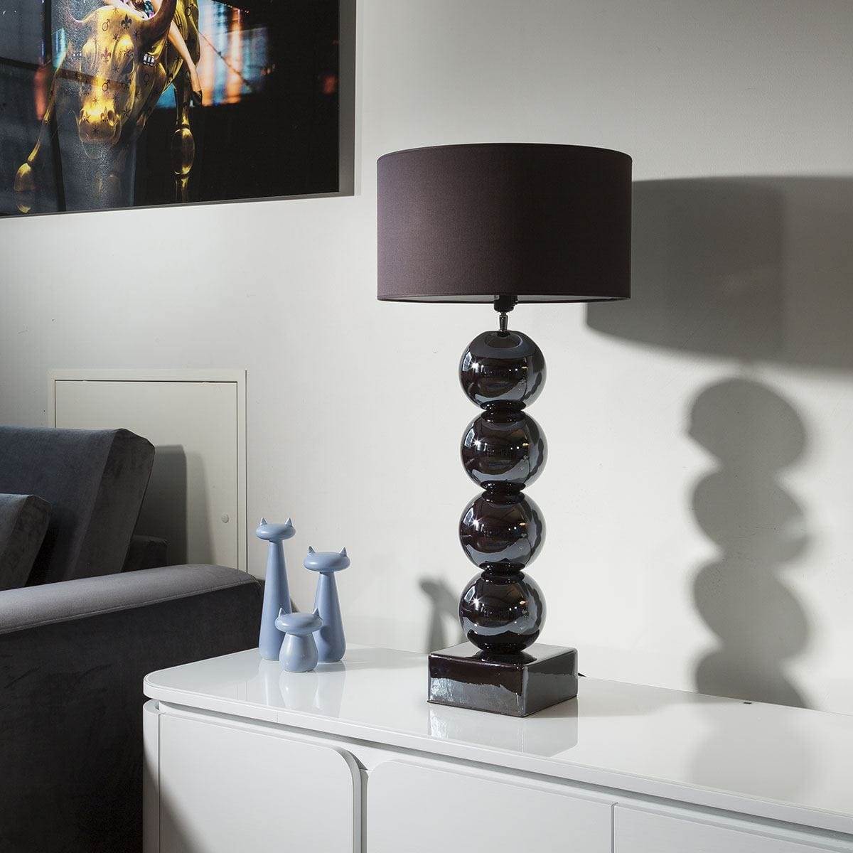 Quatropi Envy Lighting Modern Designer Table / Bedside Lamp Bilba Black Chrome