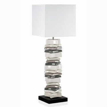 Quatropi Envy Lighting Modern Designer Tall Table Bedside Lamp White Grey 4390