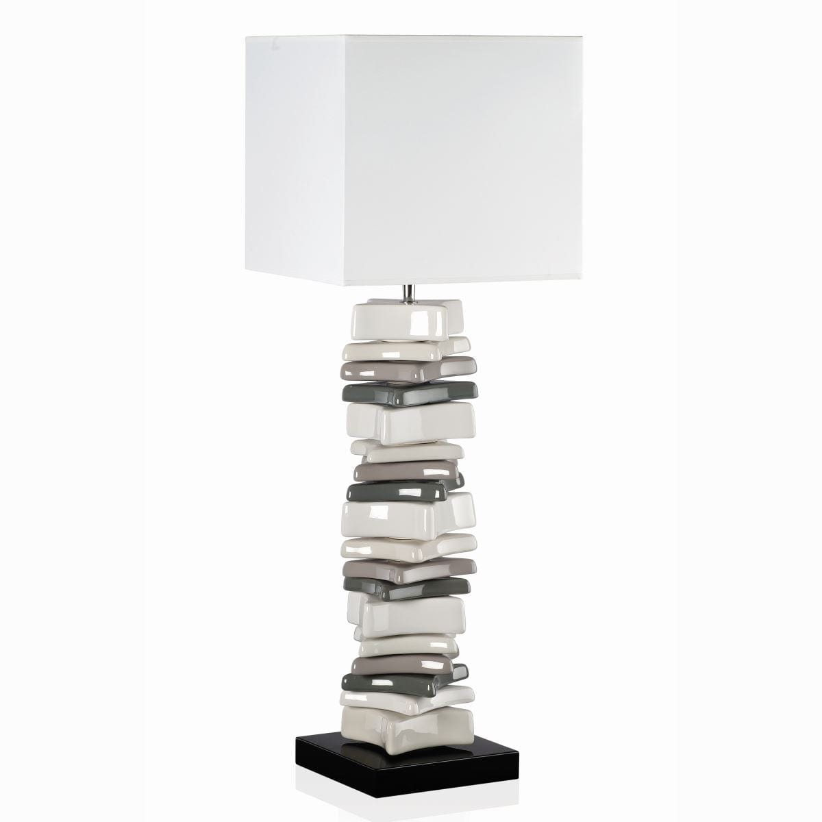 Quatropi Envy Lighting Modern Designer Tall Table Bedside Lamp White Grey 4390