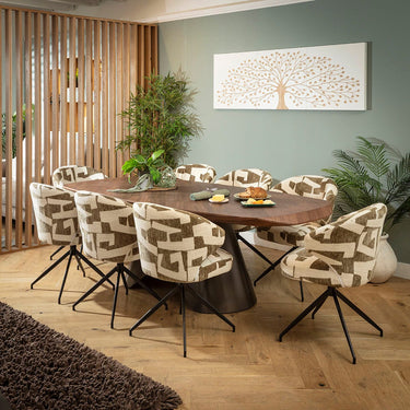 Quatropi Enzo & Phoenix Large Modern 8 Seater Dining Set Green & Walnut