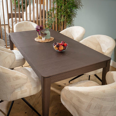 Quatropi Enzo & Ruben Large 6 Seater Extendable Dining Set Cream & Brown Wood
