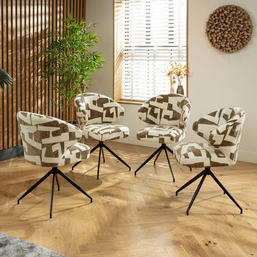 Quatropi Enzo & Venus 6 Seater Round Extendable Dining Set Green & Grey Ceramic