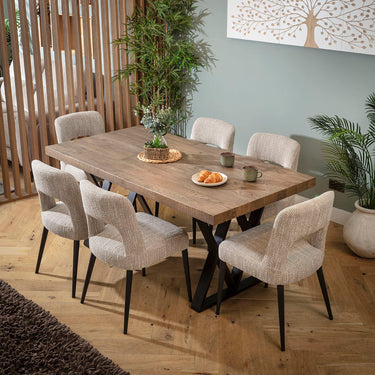 Quatropi Evie & Glasgow Wooden 6 Seater Dining Set Brown & Reclaimed Oak