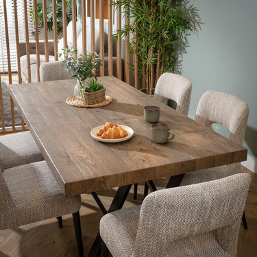 Quatropi Evie & Glasgow Wooden 6 Seater Dining Set Brown & Reclaimed Oak