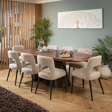 Quatropi Evie & Phoenix Large Modern 8 Seater Dining Set Brown & Walnut