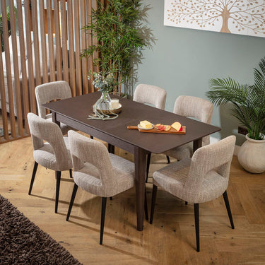 Quatropi Evie & Ruben 6 Seater Extendable Dining Set Brown Wood