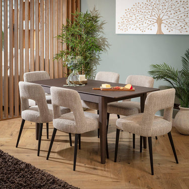 Quatropi Evie & Ruben 6 Seater Extendable Dining Set Brown Wood