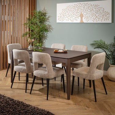 Quatropi Evie & Ruben Large 6 Seater Extendable Dining Set Brown Wood
