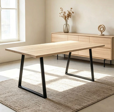 Quatropi ExDisplay 1 x 2m Luxury Forest Rectangular Dining Table Oak Wood Grey