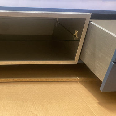 Quatropi ExDisplay Maddison TV Cabinet Stand Matt Blue Silver Interior 2200 mm
