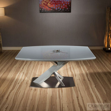 Quatropi Exdisplay Rectangular Modern Dining Table Grey Glass 160x90cm 5212