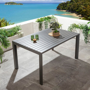 Quatropi Extendable Outdoor Garden Dining Table Square 8 Seater Grey Aluminium 150cm