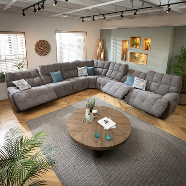 Quatropi Extra Large 7 Seater Recliner L-Shape Corner Sofa Couch Charcoal Chenille 380x380cm 17R1