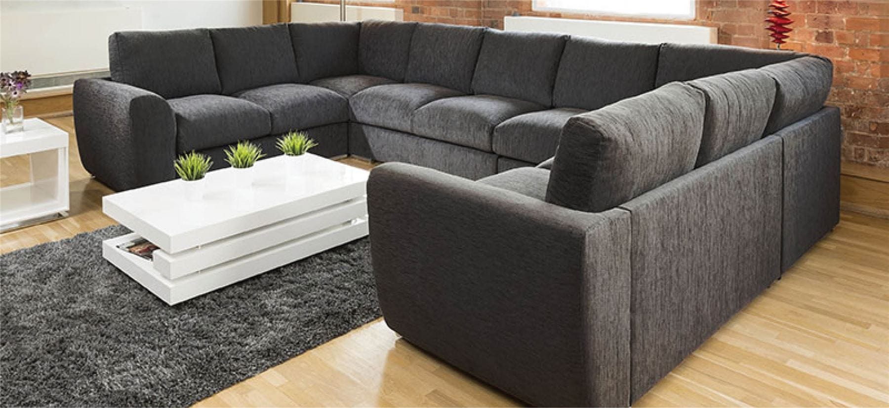 Quatropi Extra Large Cinema Sofa Set Settee Corner Group U Shape Grey 4.0x2.6m
