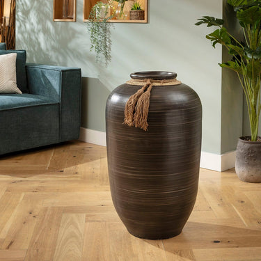 Quatropi Extra Large Floor Standing Decorative Indoor Pot Vase Textured Black