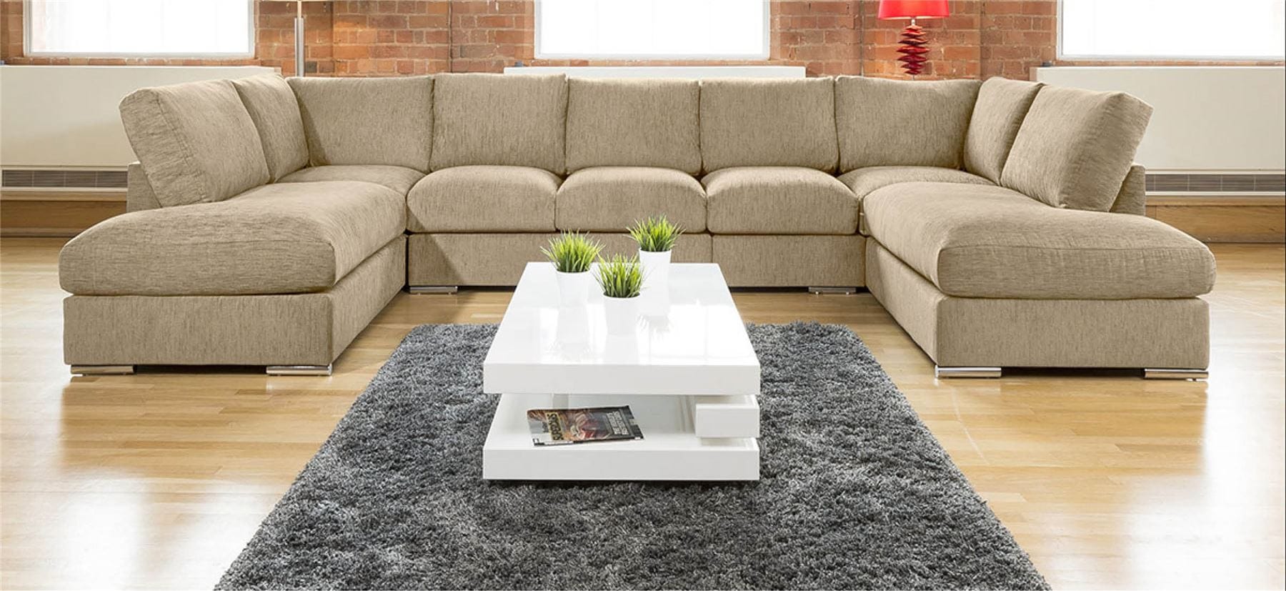 Quatropi Extra Large New Sofa Set Settee Corner Group U Shape Grey 4.0x2.1m